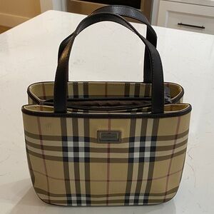Burberry Beige and Black Plaid Tote